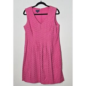 Pendleton Pink Floral Eyelet Lace‎ Sleeveless V-Neck Pleated Dress Size 12